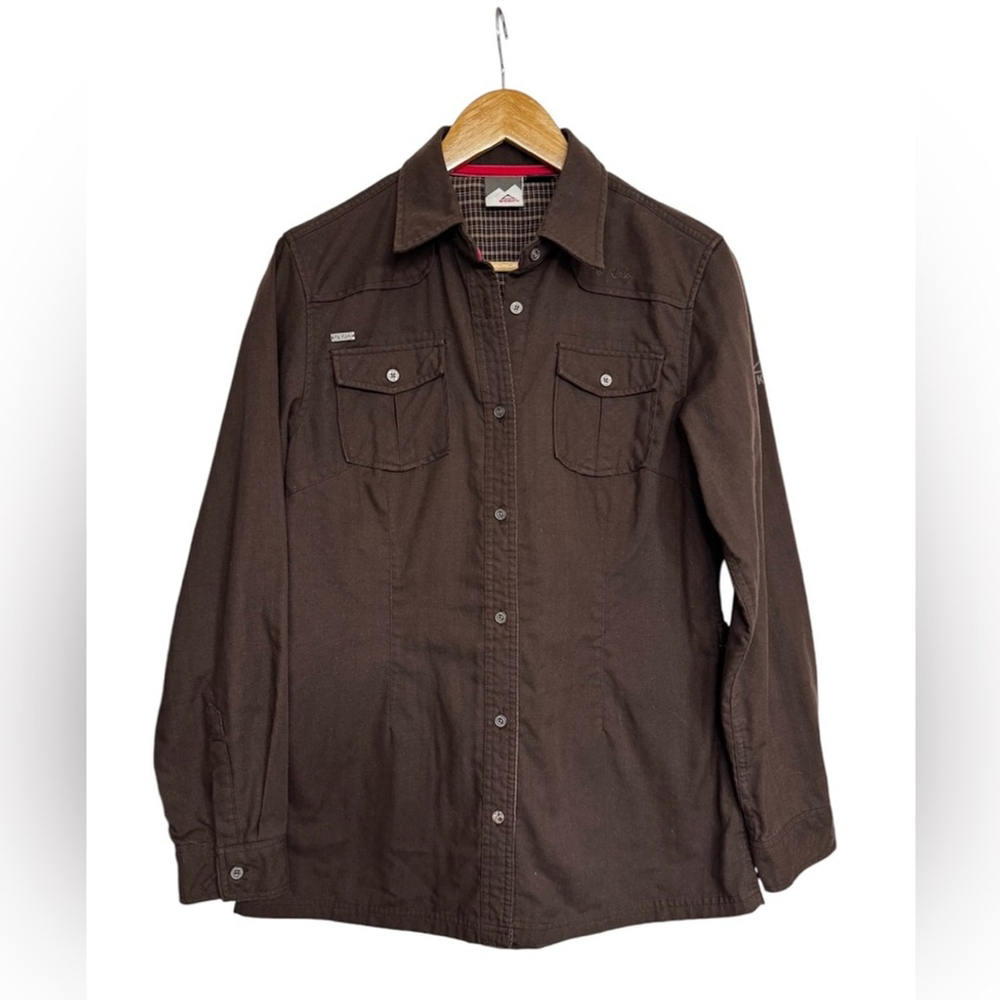 Women’s Mckinley Long Sleeve Button Down Shirt Dark Brown and Plaid - Size Small